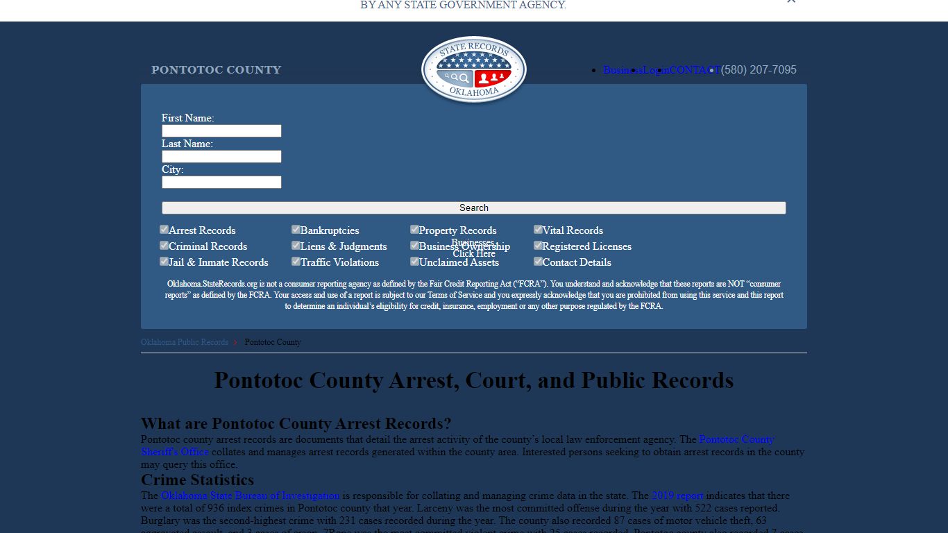 Pontotoc County Arrest, Court, and Public Records