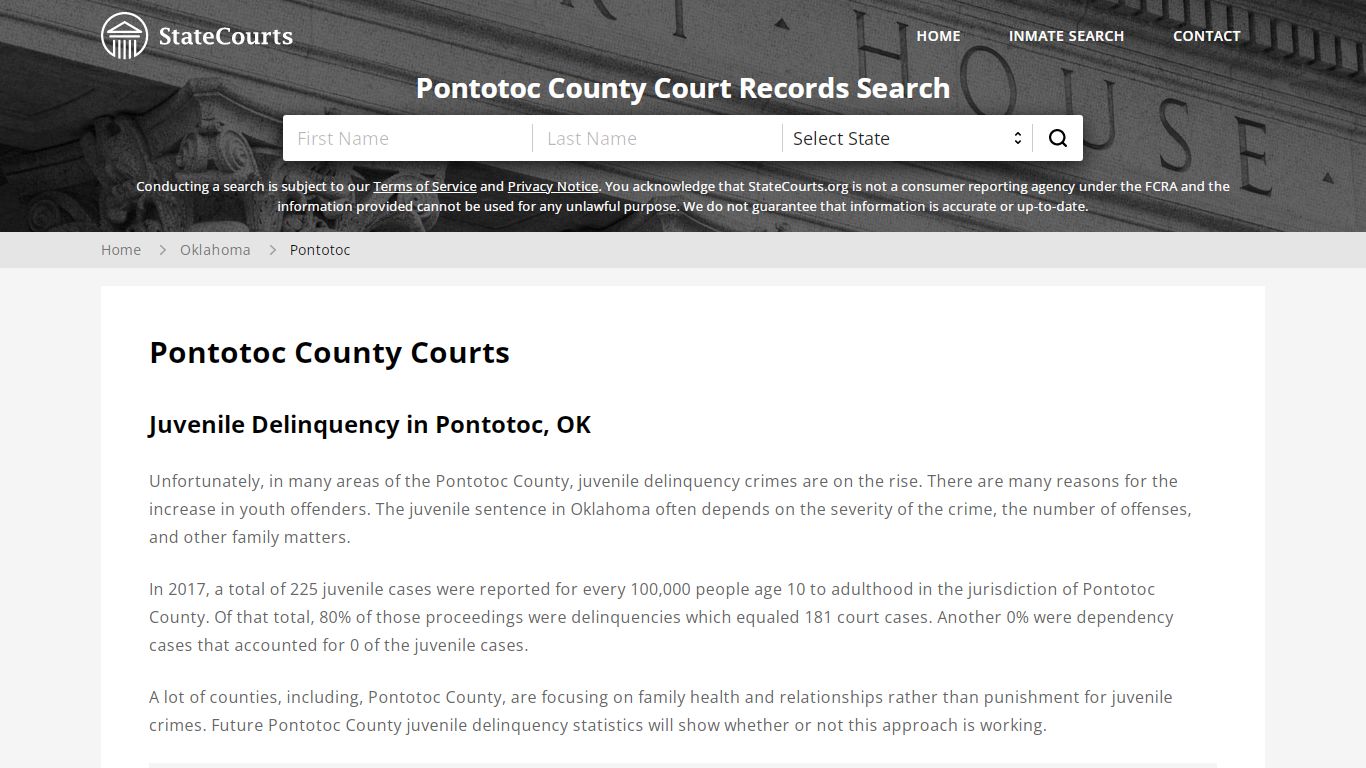 Pontotoc County, OK Courts - Records & Cases - StateCourts