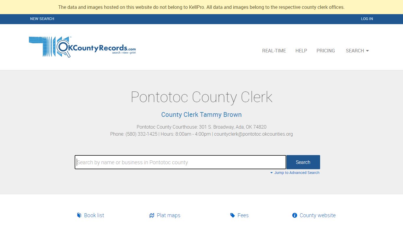 Pontotoc County - County Clerk Public Land Records for Oklahoma