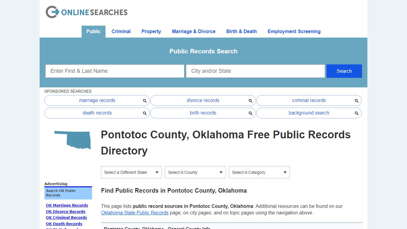 Pontotoc County, Oklahoma Public Records Directory